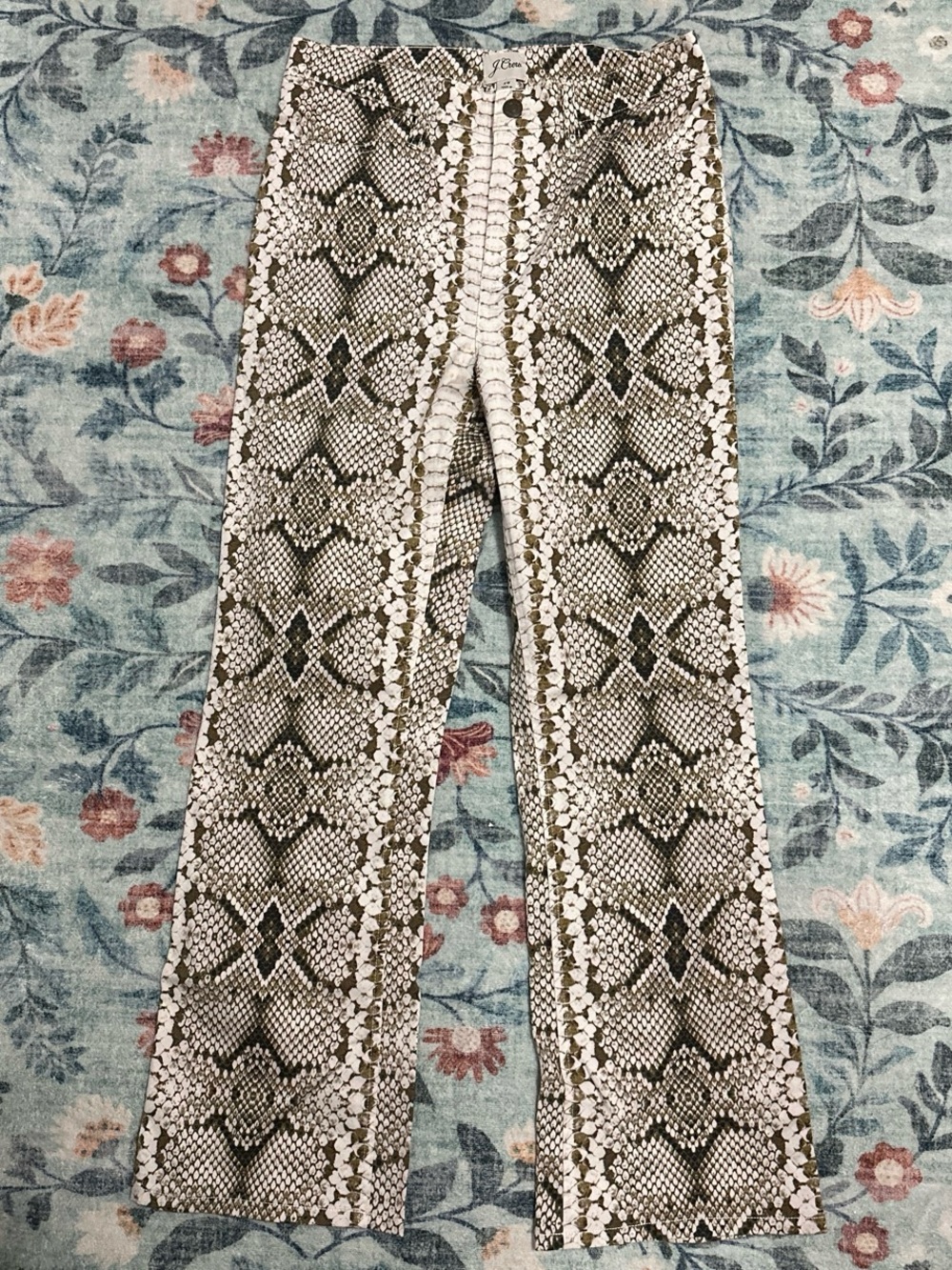 J. Crew Women's Snake Print Flared Pants - Black & White